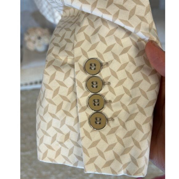 New York & Company Women's Size 6 Stretch White and Beige Printed Blazer #0410 - Picture 7 of 13